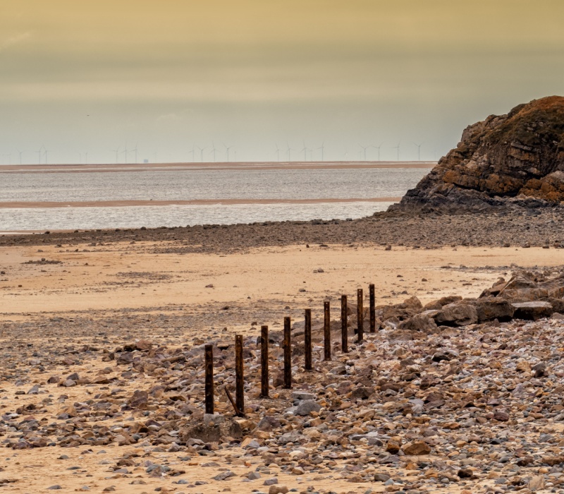 Haverigg beach at sunset.