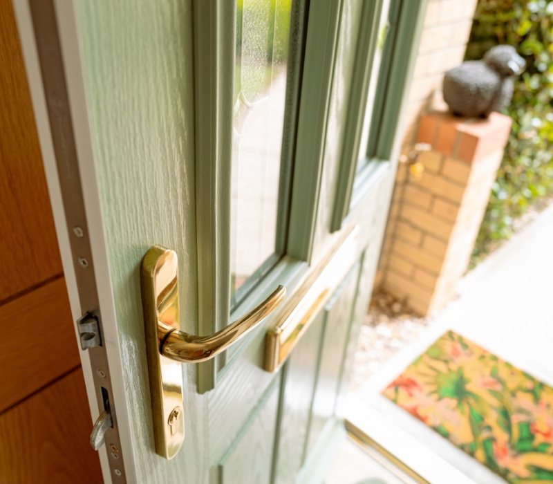 An open front door to a house.