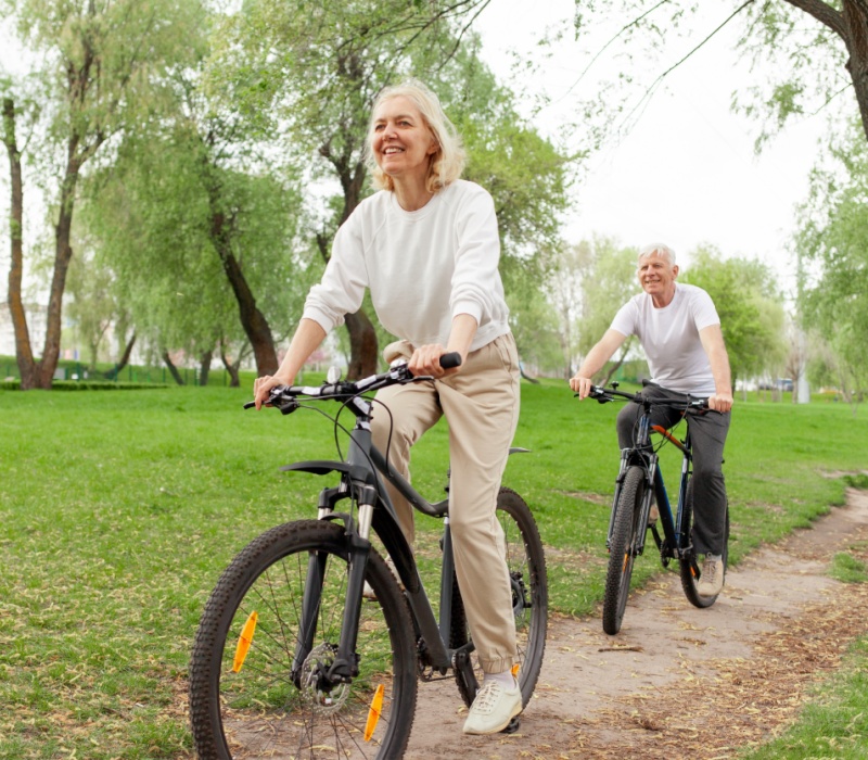 A couple enjoying a bike ride.